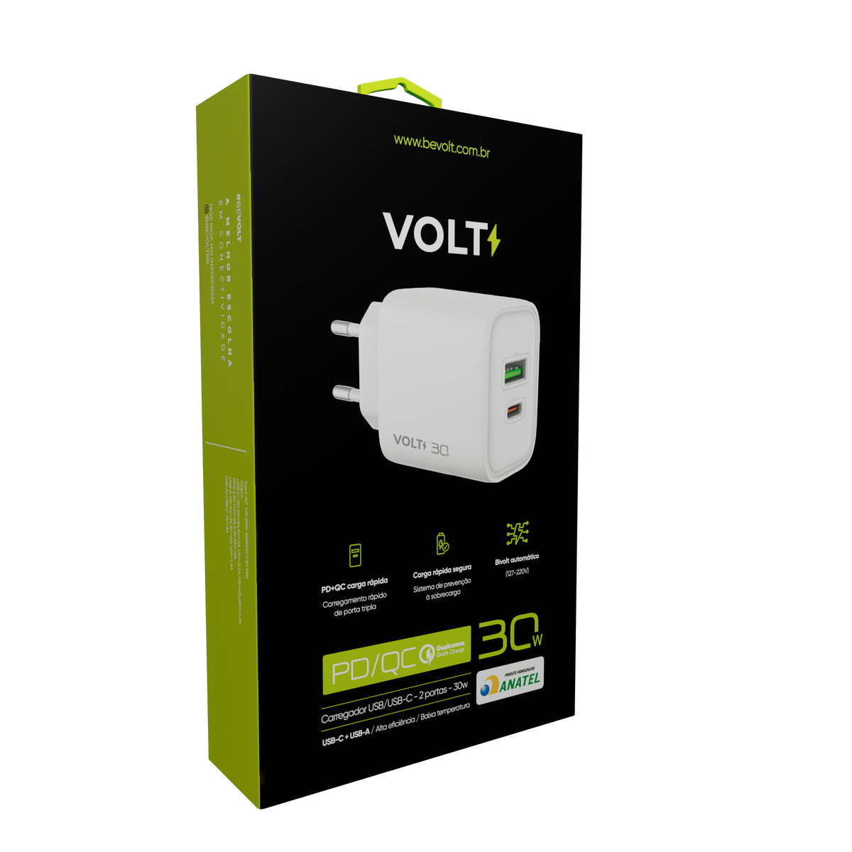CARREGADOR DE PAREDE VOLT 30W  COM DUAS PORTAS