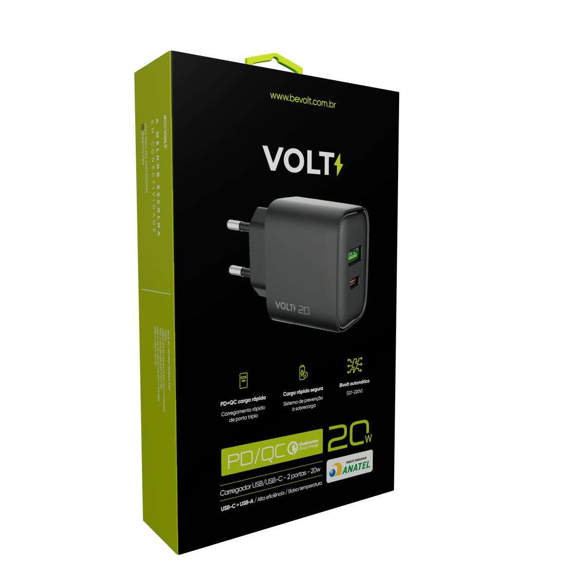 CARREGADOR DE PAREDE VOLT 20W COM DUAS PORTAS