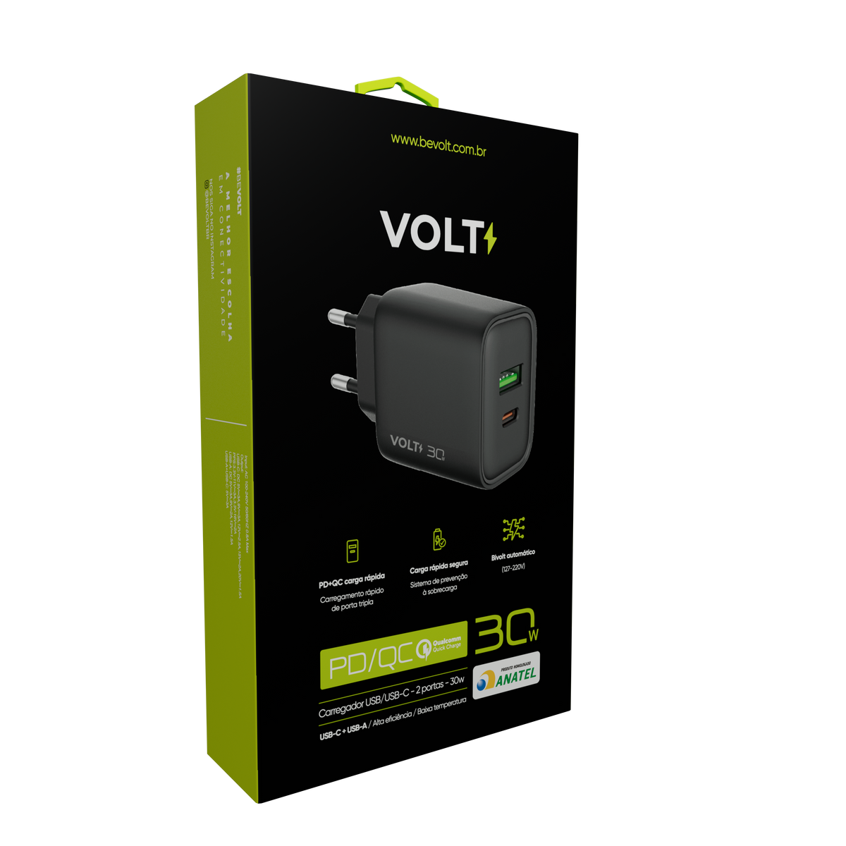 CARREGADOR DE PAREDE VOLT 30W COM DUAS PORTAS