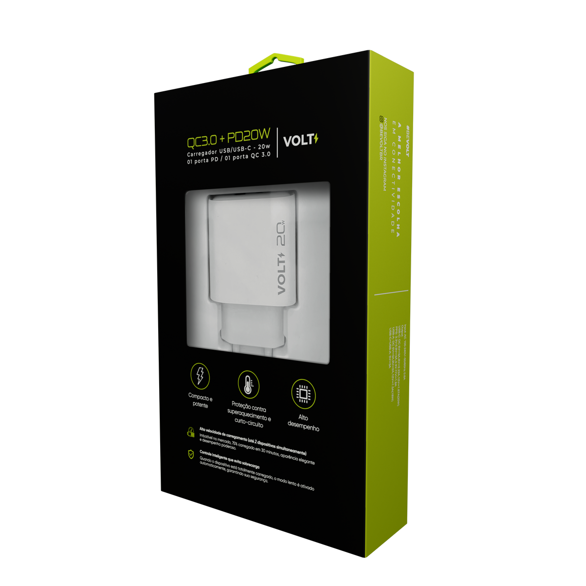 CARREGADOR DE PAREDE VOLT 20W COM DUAS PORTAS
