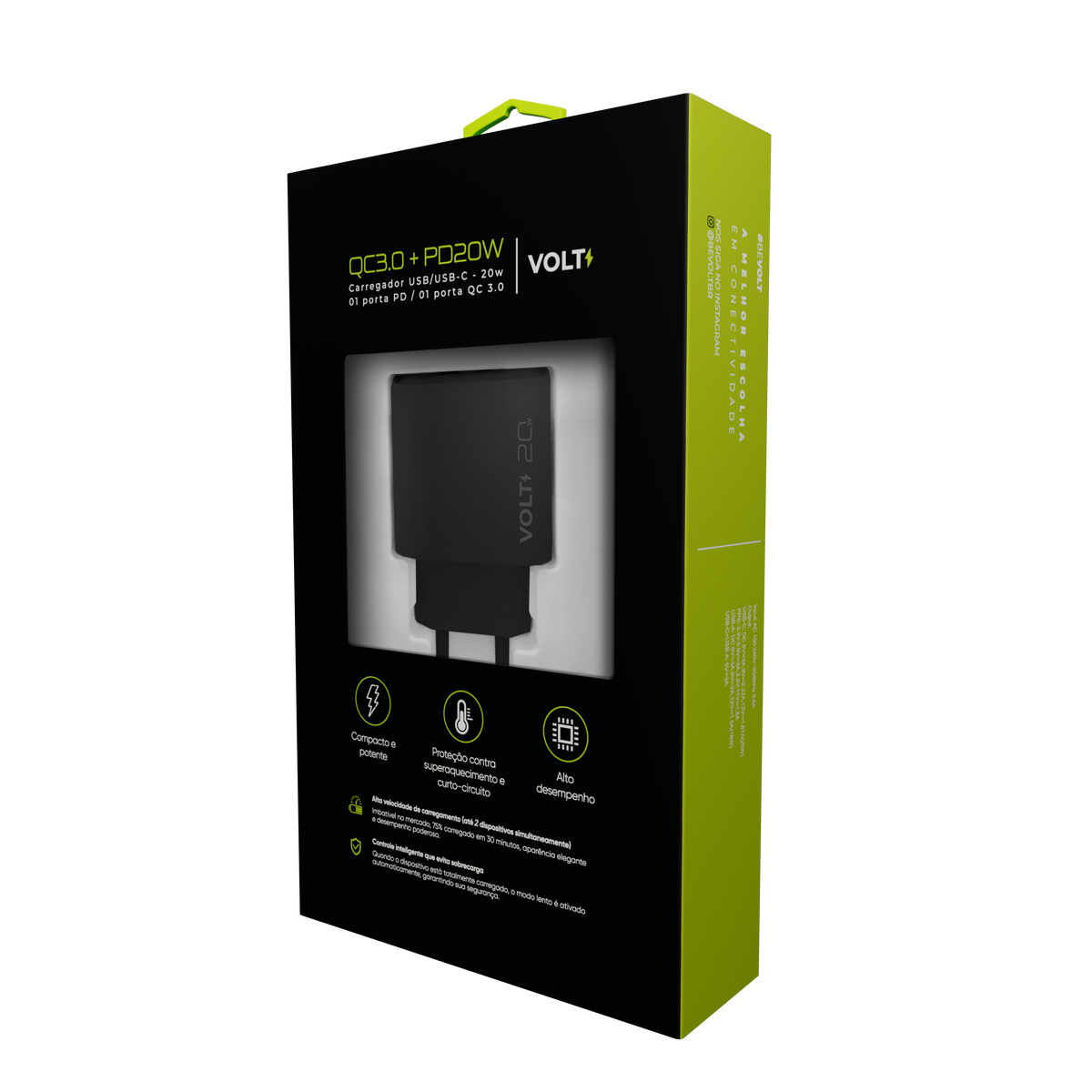 CARREGADOR DE PAREDE VOLT 20W COM DUAS PORTAS