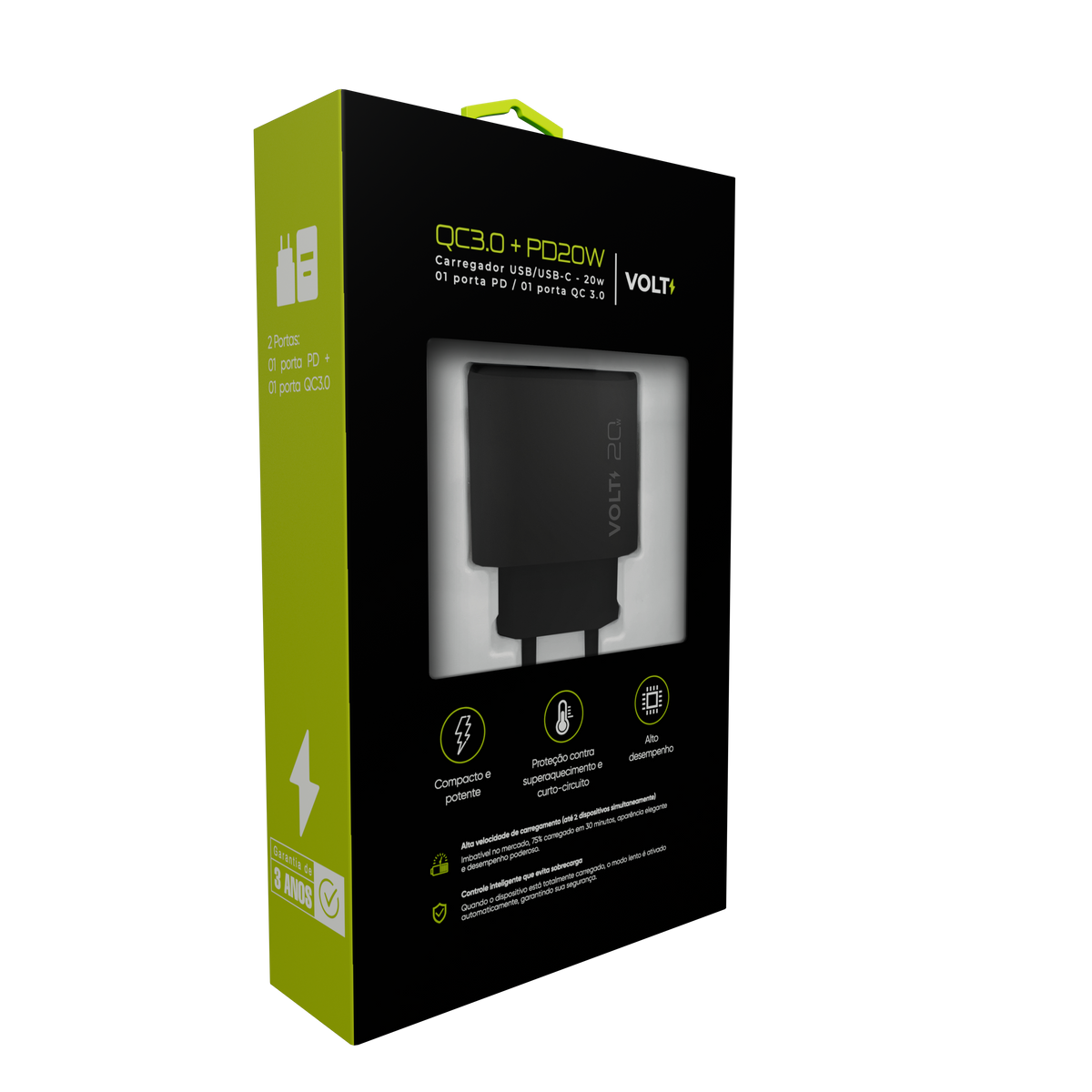 CARREGADOR DE PAREDE VOLT 20W COM DUAS PORTAS