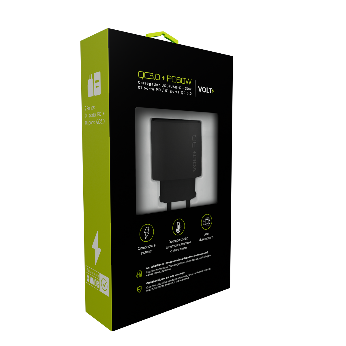 CARREGADOR DE PAREDE VOLT 30W COM DUAS PORTAS