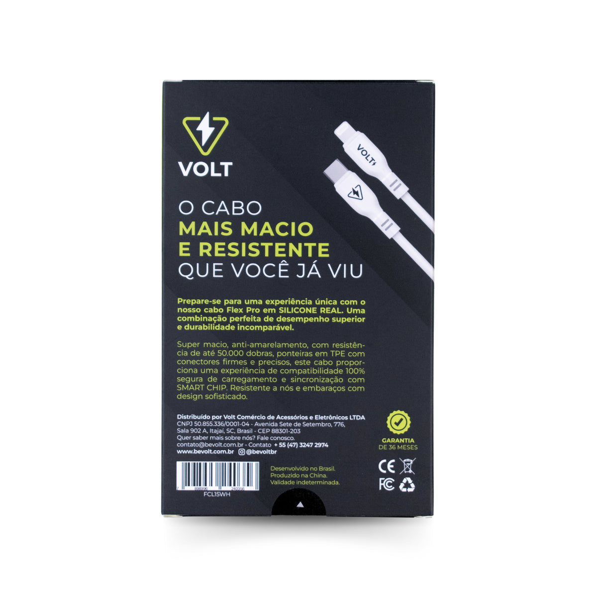 CABO FLEX PRO 1,5 METRO | Type-C X Lightning - BRANCO | FCL15WH